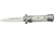Tac Force Prem. Milano Fold SS Knife, SS A/O blade, Silver Alum. handles w/ white pearl Cell. inlay TF675WP