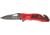 Tac Force Rescue Lock A/O Fold Knife 4.50in., black HC steel A/O blade, Fire engine red anodized Alum. handles TF696FD