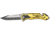 Tac Force Rescue Lock A/O Fold Knife 4.50in., PS black SS A/O clip blade, Back handle has gold Alum. onlay TF692GD