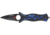 Tac Force Small Speed Fold Knife, black HC SS A/O Dagger, blue anodized laser CO of drago handle TF707BLS