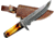 Titan International Knives Damascus Knife / Titan / Camp / Hunting Knife - Burnt Bone Handle, 5.5in Blade, 10in Overall TD-206