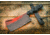 Tops Knives El Chappo Fixed Blade Knif, 6 in Acid Rain Blade, 1095 RC 56-58 Steel, Black Canvas Micarta Handle, ECHA-02