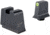 Trijicon Suppressor/Optic Height Sight Set, Yellow Front/Metal Rear &amp; Green Front Lamp, Glock  42, 43, 43x, 43e, 48, Black, 601147