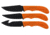 Uncle Henry 3-Piece Fixed Blade Knives w/Sheath, Stainless Steel, Caper/Gut Hook/Drop Point, Orange Polymer Handles, 1207753