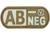 Vanquest Gear Blood Type AB- Negative - Glow In The Dark Patch, Coyote Tan, 9ZBLTY-ABNEG-CT-GITD