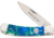 Whiskey Bent Knives Lock Blade Folding Knife, Single Clip Point, 440 Steel Blade, 3.75in Closed Length, Acrylic Handle, Blue Green Opal, WB13-01