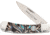 Whiskey Bent Knives Lock Blade Folding Knife, Single Clip Point, 440 Steel Blade, 3.75in Closed Length, Acrylic Handle, Floral Turquoise, WB13-05