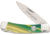 Whiskey Bent Knives Lock Blade Folding Knife, Single Clip Point, 440 Steel Blade, 3.75in Closed Length, Acrylic Handle, Green Gold Opal, WB13-02