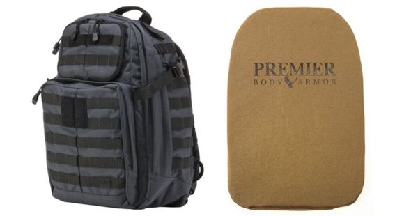 Image of 5.11 Tactical Rush 24 Backpack 37L, Double Tap, with Premier Body Armor Ballistic Panel, FDE, 58601-026-1 SZ-KIT2