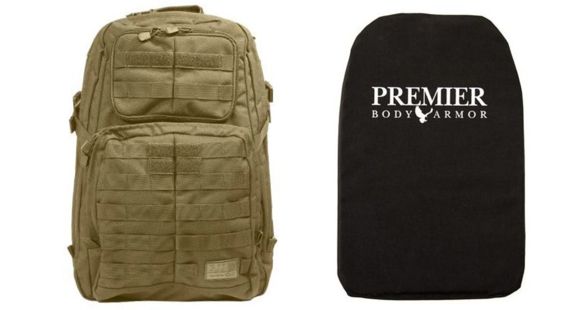 Image of 5.11 Tactical Rush 24 Backpack 37L, OD Green, with Premier Body Armor Ballistic Panel, Black, 58601-188-1 SZ-KIT1