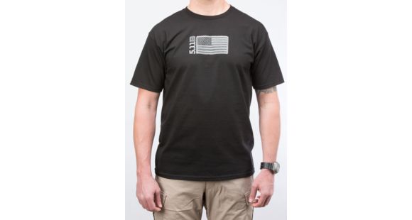 Image of 5.11 Tactical Embroidered Flag T-shirt, Black - 41006CR019XXL
