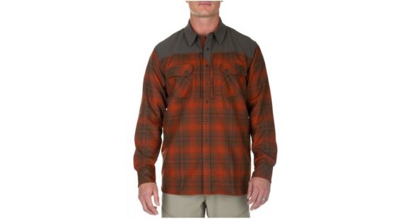 Image of 5.11 Tactical Mens Sidewinder Flannel Button Down Shirt, Fireball, S 72446-521-S