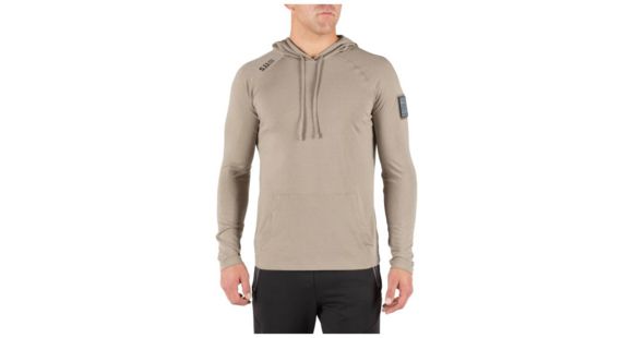 Image of 5.11 Tactical Cruiser Performance Long Sleeve Hoodie - Men's, Stone, Extra Small, 72139-070-XS