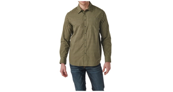 Image of 5.11 Tactical Echo L/S Shirt -Mens, Tank Grn Chk, M, 72494-617-M