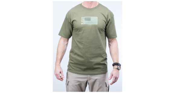 Image of 5.11 Tactical Embroidered Flag T-shirt, Od Green - 41006CR182M
