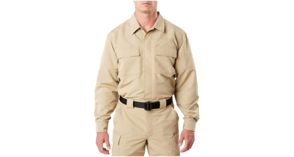Image of 5.11 Tactical Fast-Tac TDU L/S Shirt Tall - Mens, TDU Khaki, 2XL, 72465T-162-2XL