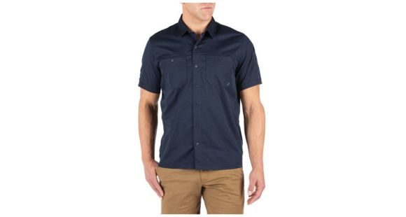Image of 5.11 Tactical Flex-Tac Twill Short Sleeve Shirt - Men's, Peacoat, 2XL, 71390-787-2XL