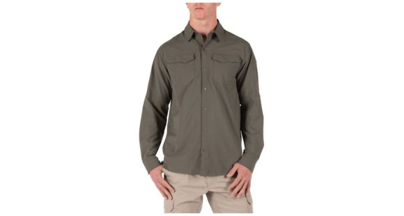Image of 5.11 Tactical Freedom Flex Woven Long Sleeve Shirt - Men's, Ranger Green, Large, 72417-186-L