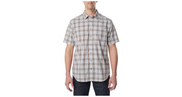 Image of 5.11 Tactical Hunter Plaid Short Sleeve Shirt - Men's, Coyote Plaid, Medium, Regular, 71374-289-M