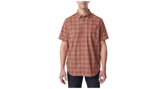 Image of 5.11 Tactical Hunter Plaid Short Sleeve Shirt - Men's, English Red Plaid, Medium, Regular, 71374-489-M