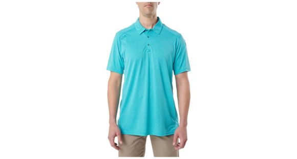 Image of 5.11 Tactical Paramount Short Sleeve Polo - Men's, Scuba Blue Heather, 2XL, 41221-783-2XL