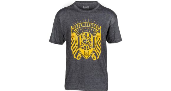 Image of 5.11 Tactical Patriot Shield Short Sleeve Tee - Mens, Charcoal Heather, Large, 41191IWW-035-L