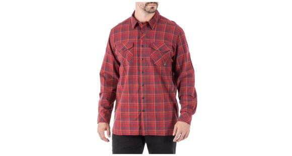 Image of 5.11 Tactical Peak Long Sleeve Shirt - Men's, Syrah Plaid, Extra Small, 72469-440-XS