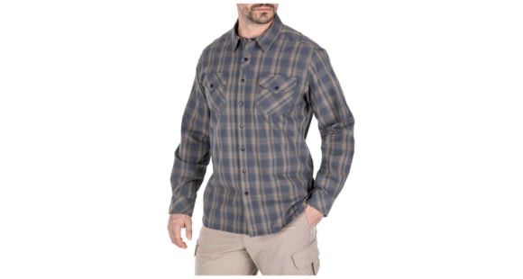 Image of 5.11 Tactical Peak Long Sleeve Shirt - Mens, Turbulence Plaid, Extra Large, 72469-579-XL