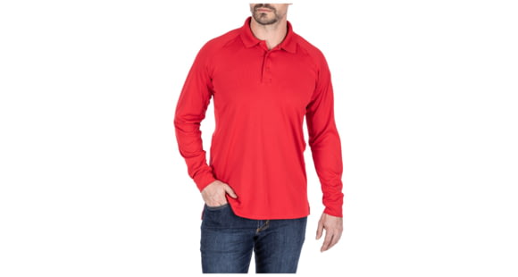 Image of 5.11 Tactical Performance Long Sleeve Polo - Men's, Large, Tall, Range Red, 72049T-477-L