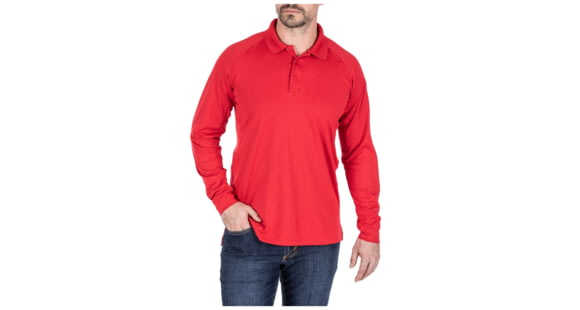 Image of 5.11 Tactical Performance Long Sleeve Polo - Men's, Extra Large, Regular, Range Red, 72049-477-XL