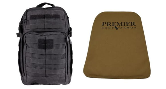 Image of 5.11 Tactical Rush12 Backpack in Black with Premier Body Armor Ballistic Panel
