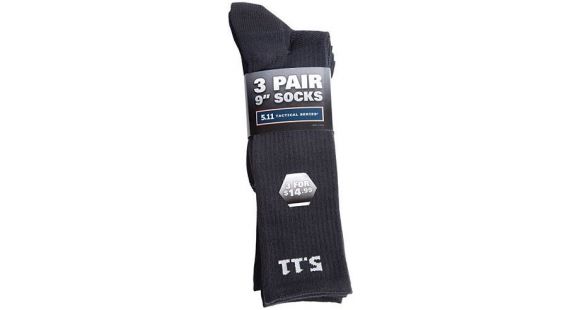 Image of 5.11 Tactical 9in Socks - Mens, 3-Pack, Black, L, 59121-019-L