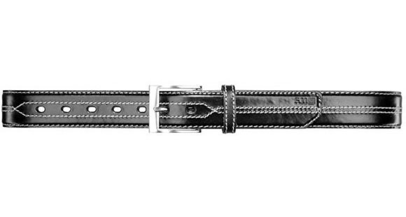 Image of 5.11 Stitched Leather 1.5in Casual Belt, Black With Contrast Stitch, Size XXXL 59502-919