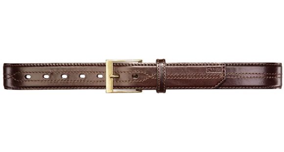 Image of 5.11 Stitched Leather 1.5in Casual Belt, Brown, Brass Buckle, Bulk