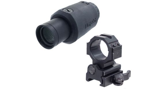 Image of Aimpoint 3X-C Red Dot Magnifier, Black, 200273 w/ Leapers UTG 30mm Flip-to-Side, Picatinny/Weaver QD Ring Mount