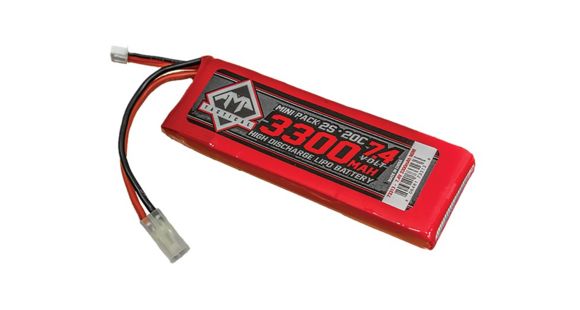 Image of AMP 7.4v 3300mah 2S 20C Mini LIPO Battery, Red/Black 73313