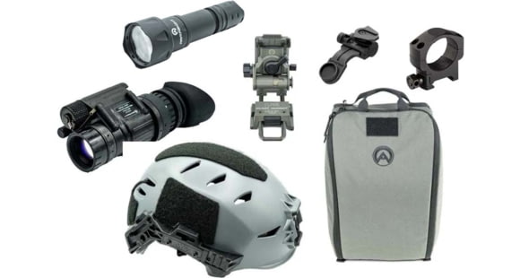 Image of Armasight PVS-14 Gen 3 Multi-Purpose Night Vision Monocular, 1x, FOM 2376 Min, w/ Watchman IR Illuminator, Team Wendy EXFIL LTP Bump Helmet Rail 3.0, Armasight Gray, M/L &amp; Wilcox AN/PVS-14 Arm Mount
