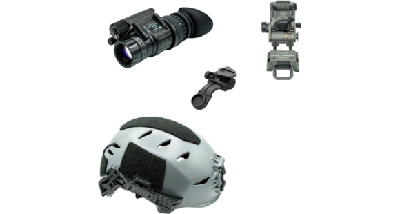 Image of Armasight PVS-14 Premium Kit - PVS-14 Gen 3 Bravo Ghost White NV Monocular Blk, Wilcox G95 Mount Gry, Wilcox PVS-14 J-Arm Blk, OG Helmet Bag Gry, TW EXFIL LTP Helmet Rail 3.0, XL Gry