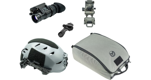 Image of Armasight PVS-14 Premium Kit - PVS-14 Gen 3 Bravo Ghost White NV Monocular Blk, Wilcox G95 Mount Gry, Wilcox PVS-14 J-Arm Blk, OG Helmet Bag Gry, TW EXFIL LTP Helmet Rail 3.0, M/L Gry