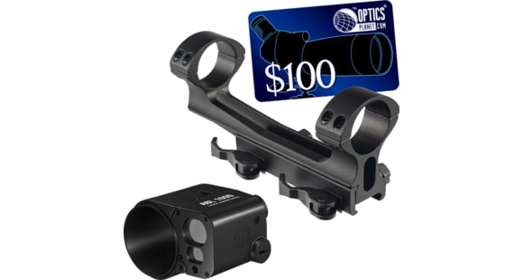 Image of ATN 1,000 yard Auxiliary Ballistic Laser Rangefinder &amp; ATN Scope Mounting System Quick Detach 1-PC Base &amp; Ring Combo &amp; 100 OpticsPlanet.com Email Gift Certificate