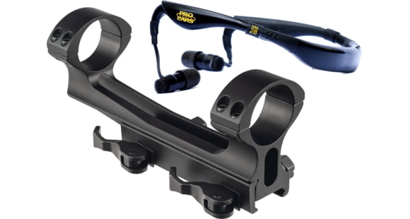 Image of ATN PROMO Scope Mounting System Quick Detach 1-PC Base &amp; Ring Combo w/ Pro Ears Stealth 28 Hearing Protection