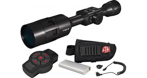 Image of ATN X-Sight 4K Buckhunter Daytime Rifle Scope, 5-20x70mm, 30mm Tube, First Focal Plane, Multiple Reticles, Beginner Kit Battery Pack w/ X-Trac, Black, DGWSXS5204KB-KIT1