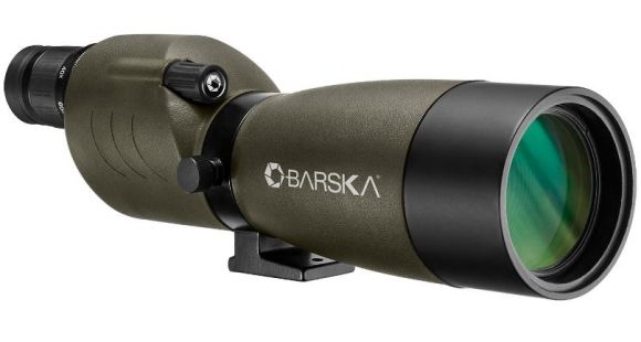 Image of Barska 20-60x60 Blackhawk Spotting Scope, Straight, Porro Prism, BK-7, Glare Reducing Sunshade, Green AD12704