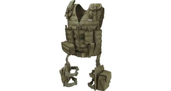 Image of Barska Loaded Gear VX-100 Tactical Vest w/Leg Platforms, OD Green, Large, BI12330