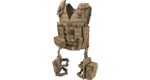 Image of Barska Loaded Gear VX-100 Tactical Vest w/Leg Platforms, Flat Dark Earth, Large, BI12344