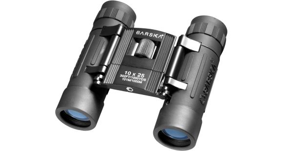 Image of Barska Lucid View 10x25mm Compact Folding Binoculars, Box Pack, Black, AB10110