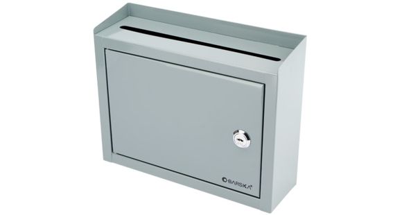 Image of Barska Multi-Purpose Drop Box - Key Lock, Includes 2 Keys, Gray, 9.75 x 3 x 7.75 in CB12710