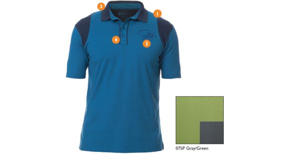 Image of Beretta Cotton and Mesh Shooting Polo Shirt, Gray/Green, 3XL MT247238075PXXXL