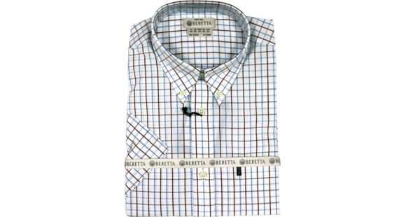 Image of Beretta Mens Drip Dry Short Sleeve Shirt, White Check, Large LU52007517010RL