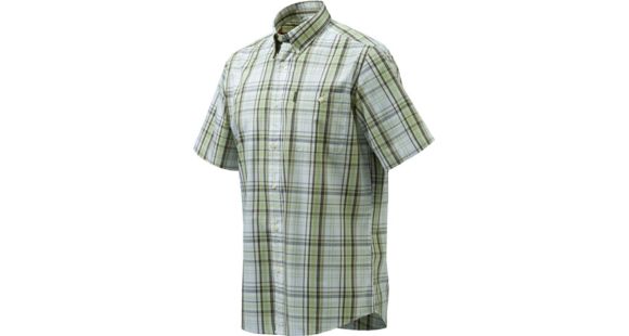Image of Beretta Men's Drip Dry Short Sleeve Shirt, White / Green Check, 2XL LU52007517012XXXL
